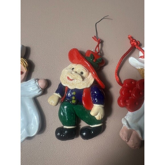 Lot Of 3 Christmas Expressions Ceramic Cowboy Hanging Ornaments Holiday - Picture 3 of 9
